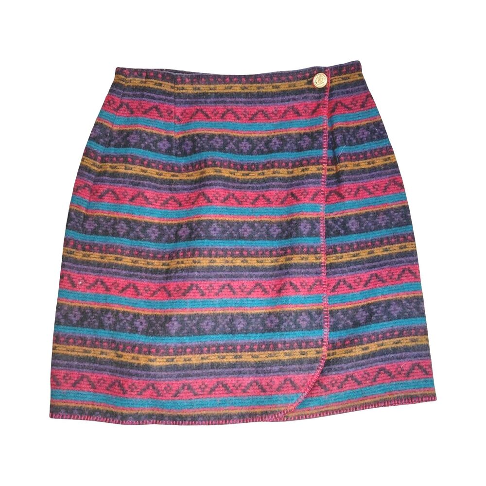 Westbound Wrap Midi Skirt Womens M Wool Blend 90s Southwestern